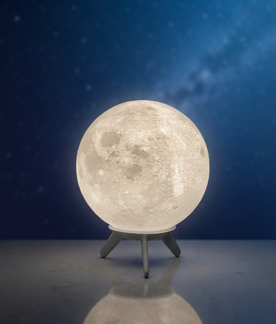 The "Lume Luna" Levitating Moon Lamp w/ Rocket Stand