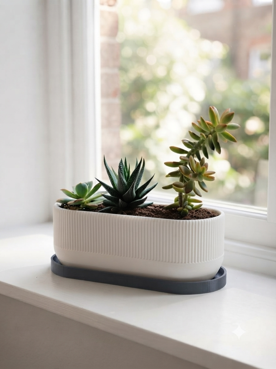 The Modern "Ridgeline" Ribbed Planter