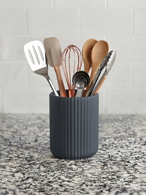 Modern Fluted Kitchen Utensil Holder | Minimalist Countertop Organizer